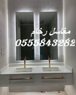  مغاسل رخام , ديكورات مغاسل حمامات جديدة 7