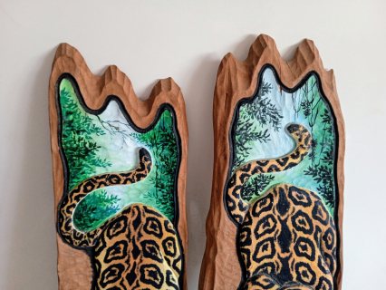 لوحتان فنيتان من  خشب السدر الأحمر للفنانة البرازيلية siqueira  6