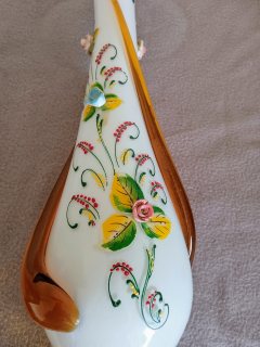 مزهرية انتيك من زجاج الاوبالين الفرنسي مستوحى من فن المورانو   6