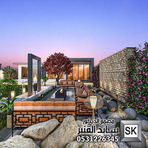 تصميم و تنفيذ و إشراف لاندسكيب شاليهات و مزارع و فلل في الرياض