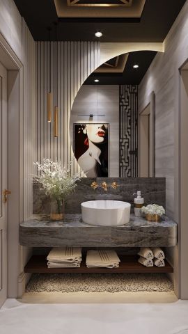 مغاسل رخام ، صور ديكورات حمام مودرن  5
