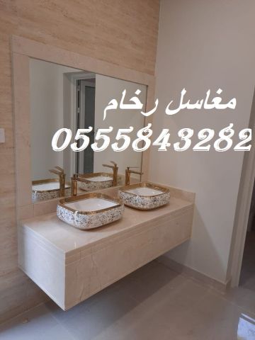 مغاسل رخام ، ديكورات مغاسل الحمامات جميلة وفاخرة 6