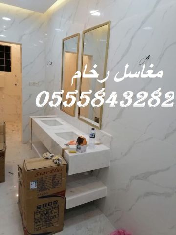  مغاسل رخام ، ديكورات مغاسل الحمامات جميلة وفاخرة 2