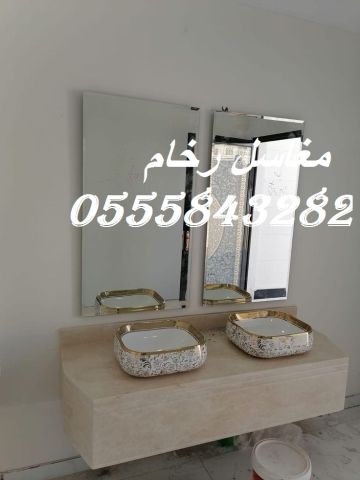  مغاسل رخام ، ديكورات مغاسل الحمامات جميلة وفاخرة 3
