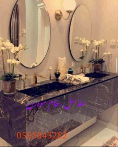  مغاسل رخام ، ديكورات حمامات فاخرة  10