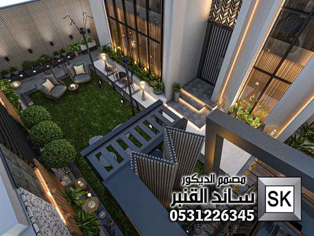 تصميم لاندسكيب منزلي فاخر في الرياض 2