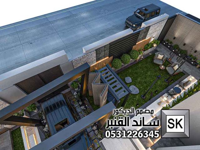 تصميم لاندسكيب منزلي فاخر في الرياض 4