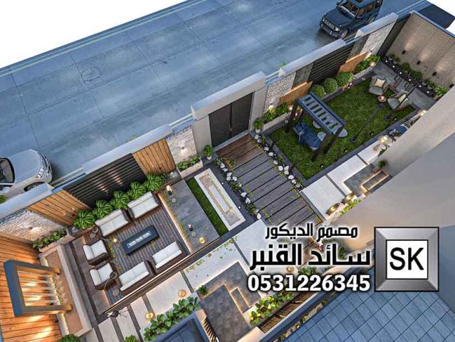 تصميم لاندسكيب منزلي فاخر في الرياض 6