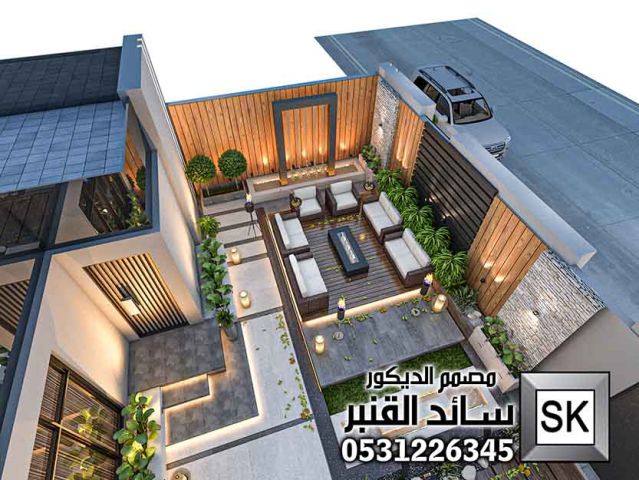 تصميم لاندسكيب منزلي فاخر في الرياض 7