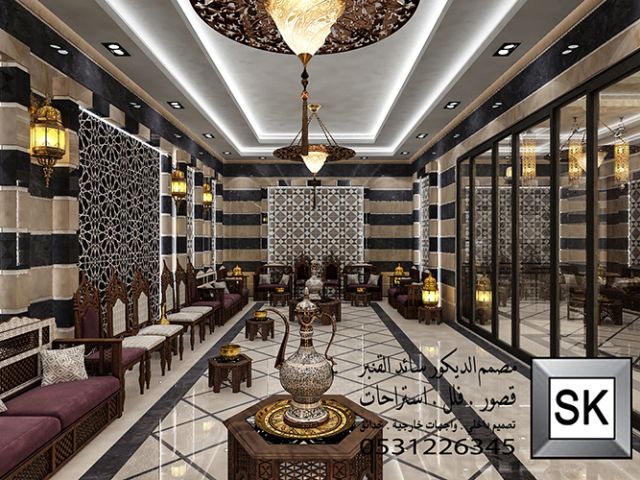 تصميم و تنفيذ ديكور مجالس دمشقية فخمة في الرياض
