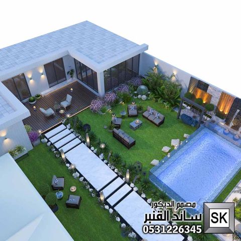مصمم لاندسكيب شاليهات في الرياض 8