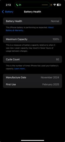 i phone 16 pro max 256gb 100% battery health like new