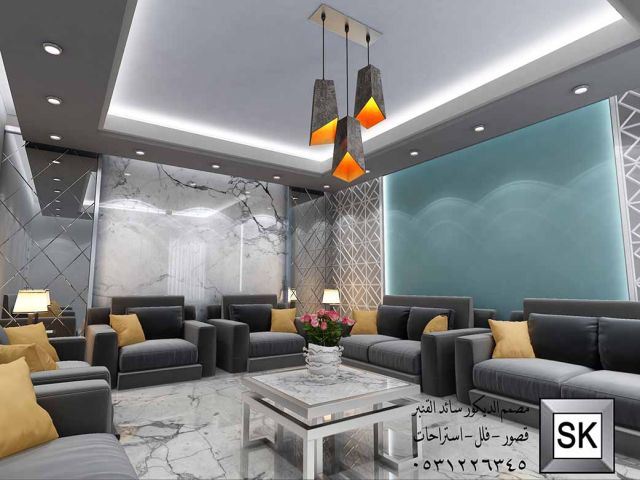 تصميم و تشطيب ديكور داخلي مجالس رجال فخمة في السعودية 6