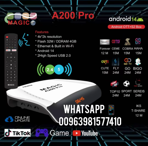MAGIC A200 PRO 4K ANDROID OS 14 Satellite DVBS2 2