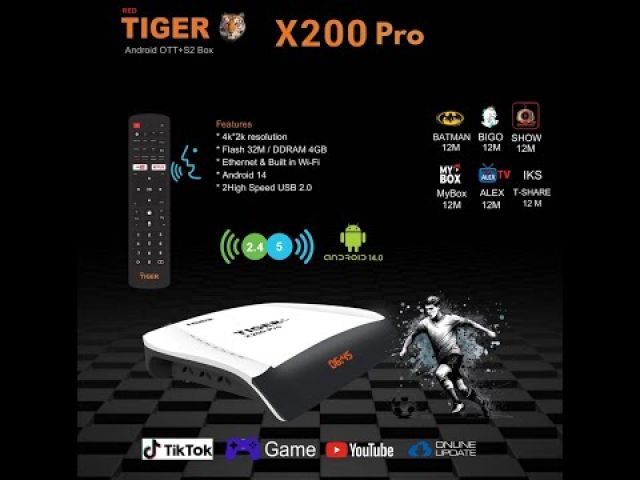 TIGER X200 PRO 4K Satellite Receiver TV Android OS 14 2