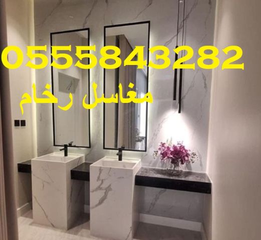  مغاسل رخام , ديكورات مغاسل حمامات جديدة 5