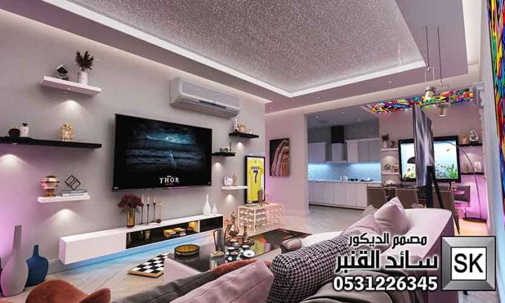 صالة معيشة نمط إنتقائي في الرياض من أعمال مصمم الداخلي سائد قنبر 6