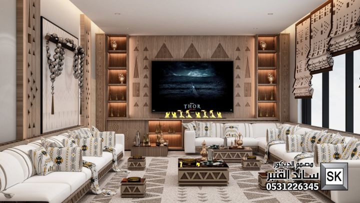 مجالس نجدي فاخر في جدة من أعمال مصمم الديكور سائد القنبر