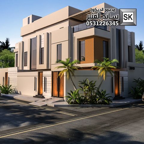 واجهة فيلا زاوية مودرن بالرياض من أعمال مصمم الديكور سائد القنبر 3