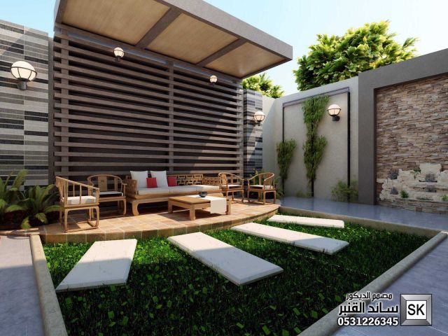 تشطيب لاندسكيب منزلي فاخر في الرياض شامل التصميم و الإشراف المجان 10