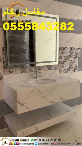  مغاسل رخام مع خزائن – تنفيذ حسب المساحة 6