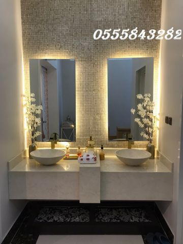   مغاسل رخام مع خزائن – تنفيذ حسب المساحة 7