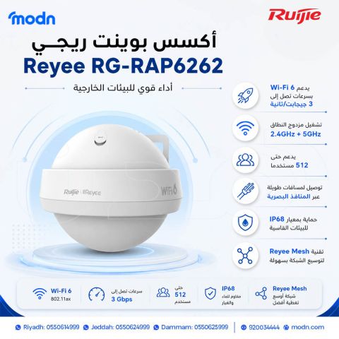 أكسس بوينت ريجي Reyee RG-RAP6262 – تغطية لاسلكية احترافية لمساحات 2