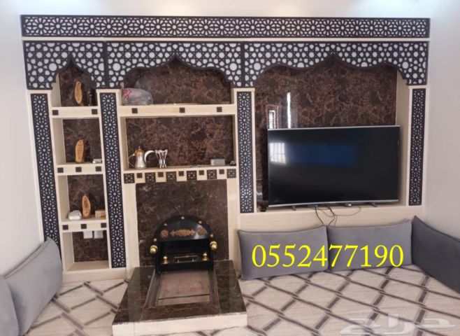 ديكور مشب رجال ملكي حجر ورخام" مشبات رخام ابيض وجبس " أشكال مشبات