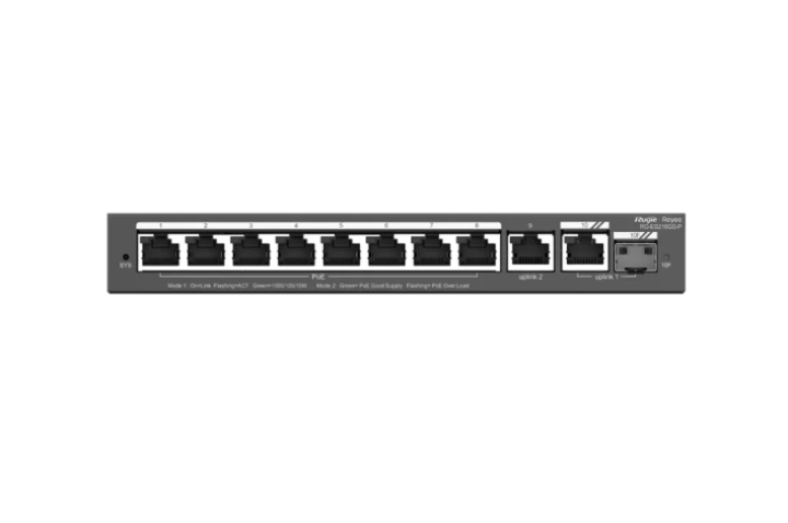 سويتش ريجي Reyee RG-ES210GS-P بـ10 منافذ ودعم PoE 5